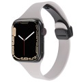 For Apple Watch 42mm Magnetic Buckle Slim Silicone Watch Band(Rock Grey)