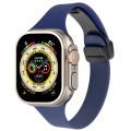 For Apple Watch Ultra 2 49mm Magnetic Buckle Slim Silicone Watch Band(Midnight Blue)