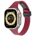 For Apple Watch Ultra 2 49mm Magnetic Buckle Slim Silicone Watch Band(Wine Red)