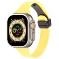 For Apple Watch Ultra 2 49mm Magnetic Buckle Slim Silicone Watch Band(Light Yellow)