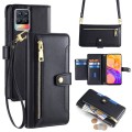 For Realme 8 / 8 Pro Sheep Texture Cross-body Zipper Wallet Leather Phone Case(Black)