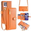 For Realme 8i Sheep Texture Cross-body Zipper Wallet Leather Phone Case(Orange)