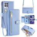 For Realme 8i Sheep Texture Cross-body Zipper Wallet Leather Phone Case(Blue)