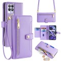 For Realme 8i Sheep Texture Cross-body Zipper Wallet Leather Phone Case(Purple)