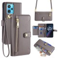 For Realme 9 Pro+ Sheep Texture Cross-body Zipper Wallet Leather Phone Case(Grey)