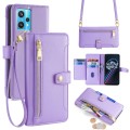 For Realme 9 Pro+ Sheep Texture Cross-body Zipper Wallet Leather Phone Case(Purple)