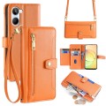 For Realme 10 4G Sheep Texture Cross-body Zipper Wallet Leather Phone Case(Orange)