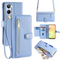For Realme 10 4G Sheep Texture Cross-body Zipper Wallet Leather Phone Case(Blue)