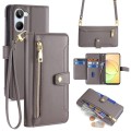 For Realme 10 4G Sheep Texture Cross-body Zipper Wallet Leather Phone Case(Grey)