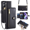 For Realme 10 Pro 5G Sheep Texture Cross-body Zipper Wallet Leather Phone Case(Black)