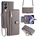 For Realme 10 Pro 5G Sheep Texture Cross-body Zipper Wallet Leather Phone Case(Grey)