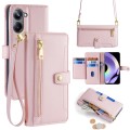 For Realme 10 Pro 5G Sheep Texture Cross-body Zipper Wallet Leather Phone Case(Pink)