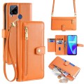 For Realme C15 Sheep Texture Cross-body Zipper Wallet Leather Phone Case(Orange)