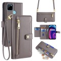 For Realme C21Y Sheep Texture Cross-body Zipper Wallet Leather Phone Case(Grey)