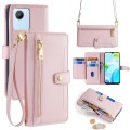 For Realme C30 4G / Narzo 50i Prime Sheep Texture Cross-body Zipper Wallet Leather Phone Case(Pink)