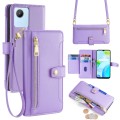 For Realme C30 4G / Narzo 50i Prime Sheep Texture Cross-body Zipper Wallet Leather Phone Case(Purple