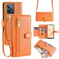 For Realme C31 Sheep Texture Cross-body Zipper Wallet Leather Phone Case(Orange)