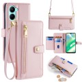 For Realme C33 4G Sheep Texture Cross-body Zipper Wallet Leather Phone Case(Pink)