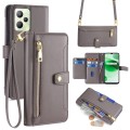 For Realme C35 Sheep Texture Cross-body Zipper Wallet Leather Phone Case(Grey)
