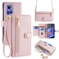 For Realme GT Neo 3 Sheep Texture Cross-body Zipper Wallet Leather Phone Case(Pink)