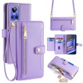 For Realme GT Neo 3 Sheep Texture Cross-body Zipper Wallet Leather Phone Case(Purple)