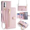 For Realme GT Master Sheep Texture Cross-body Zipper Wallet Leather Phone Case(Pink)