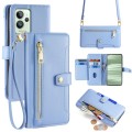For Realme GT2 Pro Sheep Texture Cross-body Zipper Wallet Leather Phone Case(Blue)