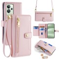 For Realme GT2 Pro Sheep Texture Cross-body Zipper Wallet Leather Phone Case(Pink)