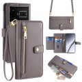 For Realme GT5 Sheep Texture Cross-body Zipper Wallet Leather Phone Case(Grey)