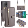 For Realme Narzo 50A Sheep Texture Cross-body Zipper Wallet Leather Phone Case(Grey)