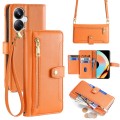 For Realme 10 Pro+ 5G Sheep Texture Cross-body Zipper Wallet Leather Phone Case(Orange)