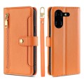For Tecno Pova 5 Pro Lite Sheep Texture Cross-body Zipper Wallet Leather Phone Case(Orange)