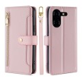 For Tecno Pova 5 Pro Lite Sheep Texture Cross-body Zipper Wallet Leather Phone Case(Pink)