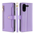 For Tecno Pova 5 Pro Lite Sheep Texture Cross-body Zipper Wallet Leather Phone Case(Purple)