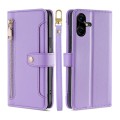 For Tecno Pova Neo 3 Lite Sheep Texture Cross-body Zipper Wallet Leather Phone Case(Purple)