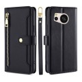 For Sharp Aquos sense8 Lite Sheep Texture Cross-body Zipper Wallet Leather Phone Case(Black)