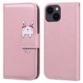For iPhone 15 Cartoon Buckle Horizontal Flip Leather Phone Case(Pink)