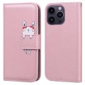 For iPhone 15 Pro Cartoon Buckle Horizontal Flip Leather Phone Case(Pink)