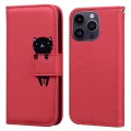 For iPhone 15 Pro Cartoon Buckle Horizontal Flip Leather Phone Case(Red)