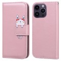 For iPhone 15 Pro Max Cartoon Buckle Horizontal Flip Leather Phone Case(Pink)