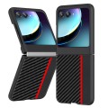 For Motorola Razr 40 Ultra Ultra-thin Carbon Fiber Texture Printing Phone Case(Black Red)