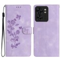 For Motorola Edge 40 Flower Butterfly Embossing Pattern Leather Phone Case(Purple)