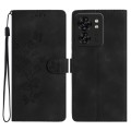 For Motorola Edge 40 Flower Butterfly Embossing Pattern Leather Phone Case(Black)