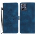 For Motorola Moto G54 5G Flower Butterfly Embossing Pattern Leather Phone Case(Blue)