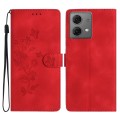 For Motorola Moto G84 5G Flower Butterfly Embossing Pattern Leather Phone Case(Red)