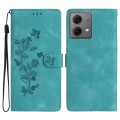 For Motorola Moto G84 5G Flower Butterfly Embossing Pattern Leather Phone Case(Sky Blue)