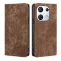 For For Infinix GT 10 Pro 5G RFID Anti-theft Brush Magnetic Leather Phone Case(Brown)
