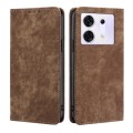 For Infinix Zero 30 5G RFID Anti-theft Brush Magnetic Leather Phone Case(Brown)