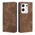 For Infinix Zero 30 4G RFID Anti-theft Brush Magnetic Leather Phone Case(Brown)