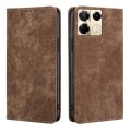 For Infinix Note 40 Pro 5G RFID Anti-theft Brush Magnetic Leather Phone Case(Brown)